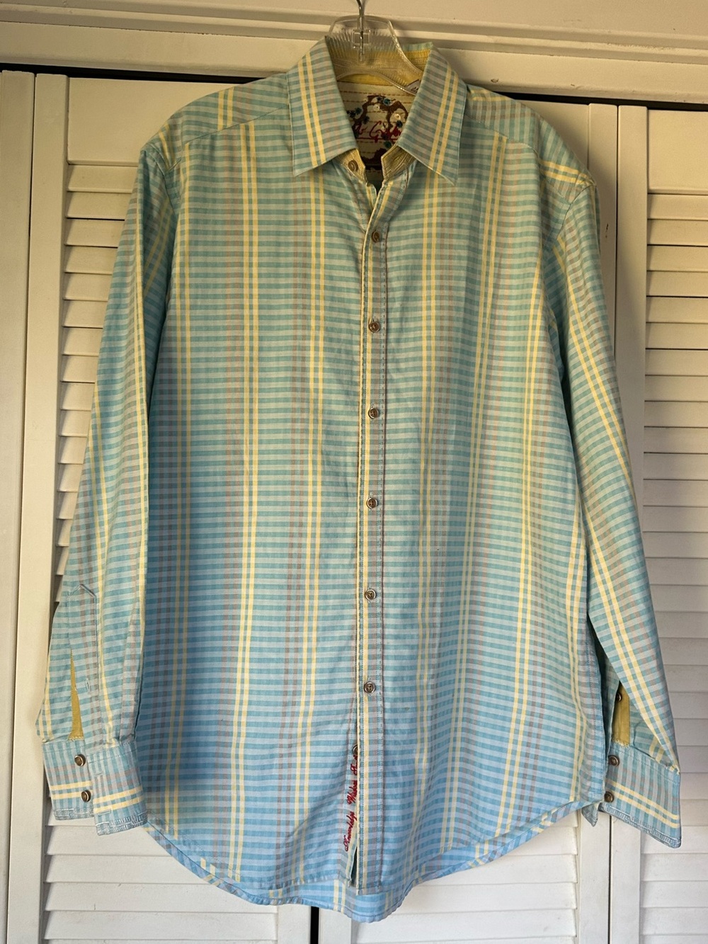 Robert Graham Light Blue & Cream Plaid Button-Down Shirt